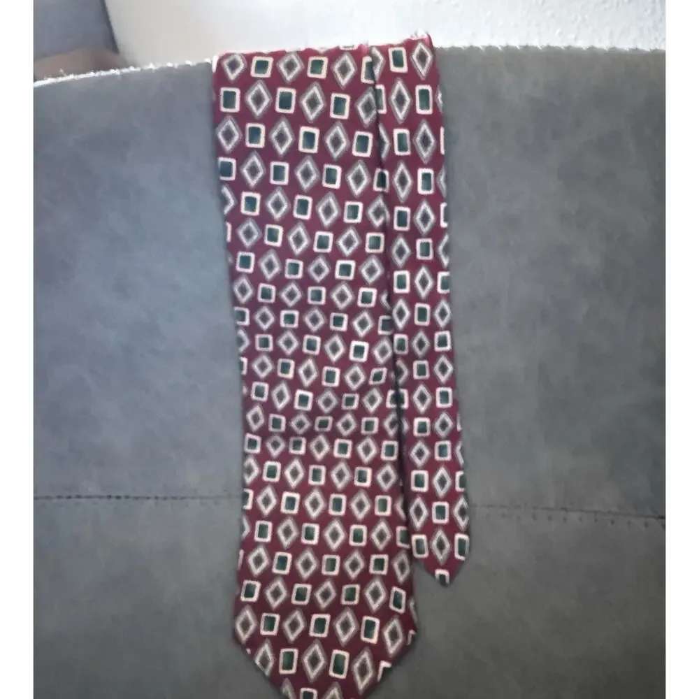Oscar de la Renta Multi Color Geometric Print‎ Silk Mens Neck Tie
